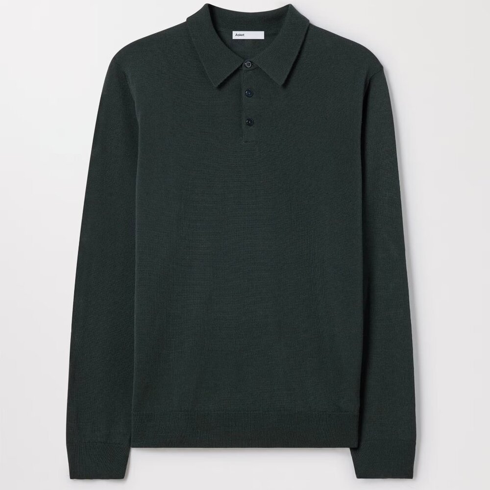 Dark Green Merino Wool Polo